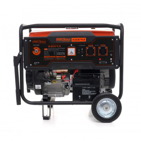 Generator monofazat 6,5 kW / 7 kW, 230V, stabilizator tensiune (AVR), roti transport si pornire la cheie Kraft&Dele KD3143 [10]