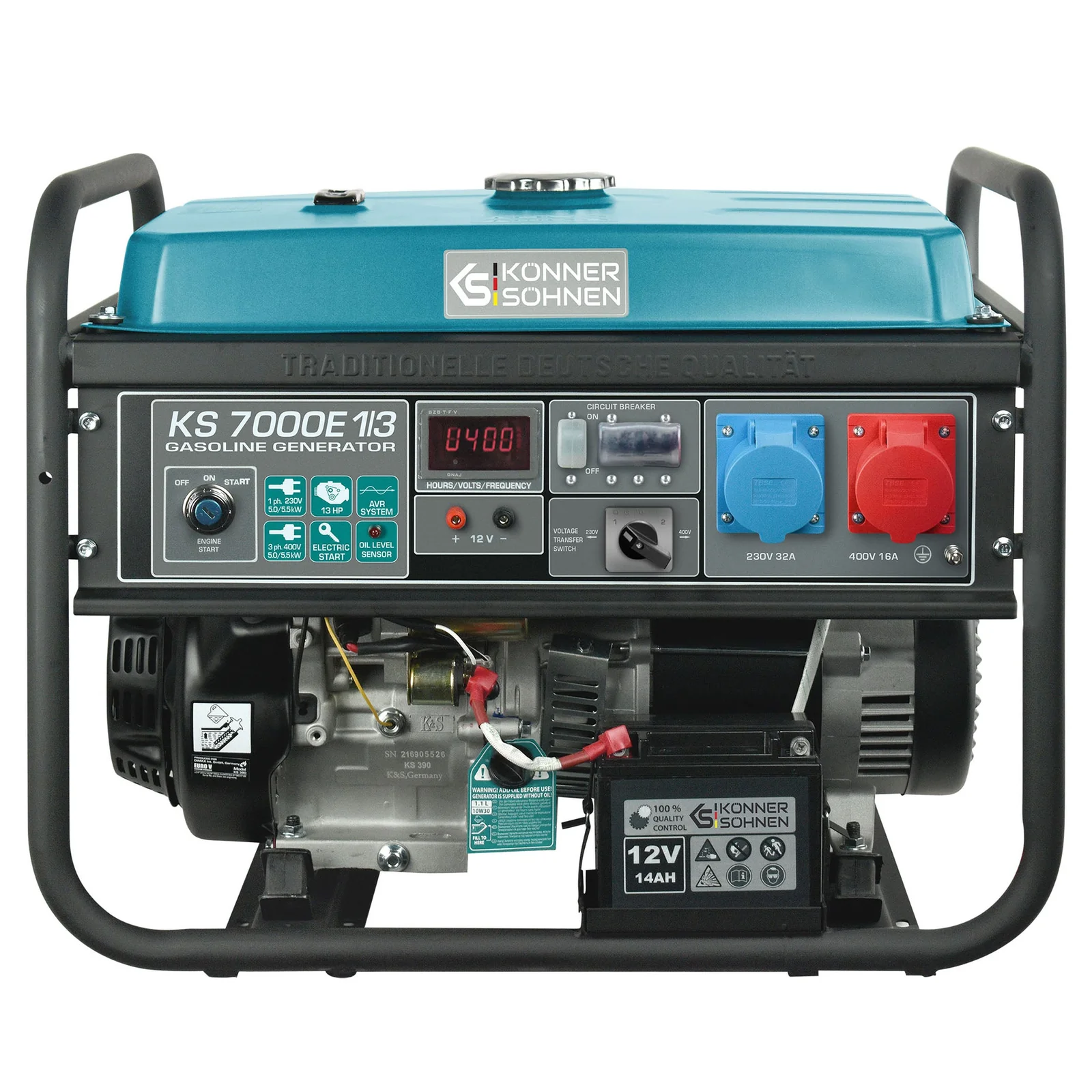 Generatoare - Generator pe benzina, 5,5 kW, monofazat/trifazat, Könner & Söhnen, KS 7000E 1/3