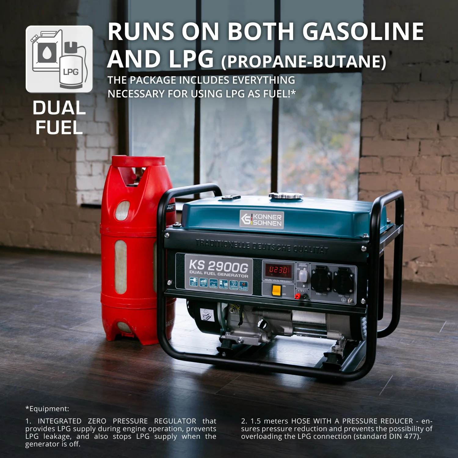 Generator pe gaz/benzina, 2.9 kW, Könner & Söhnen KS 2900G [4]