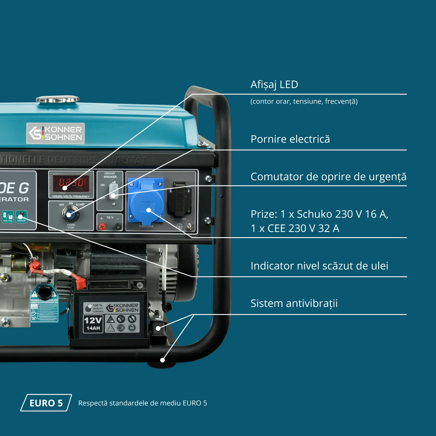 Generator pe gaz/benzina, 8 kW,  Könner & Söhnen, KS 10000E G [6]