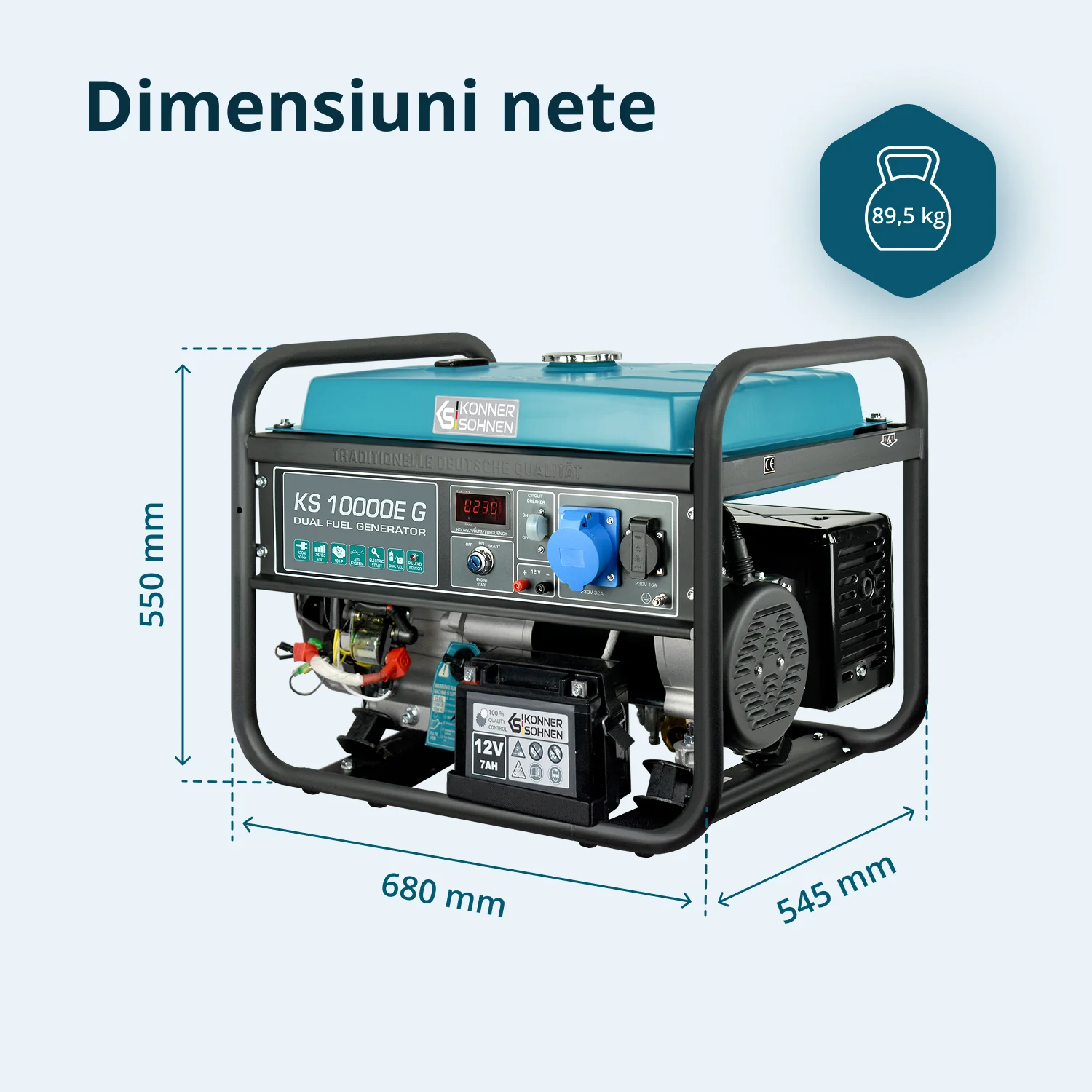 Generator pe gaz/benzina, 8 kW,  Könner & Söhnen, KS 10000E G [10]