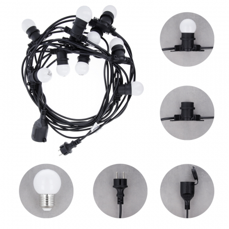 Ghirlanda luminoasa decorativa exterior Forever Light 12m cu 10 becuri LED E27, G45 Alb Roz Albastru IP65 [3]