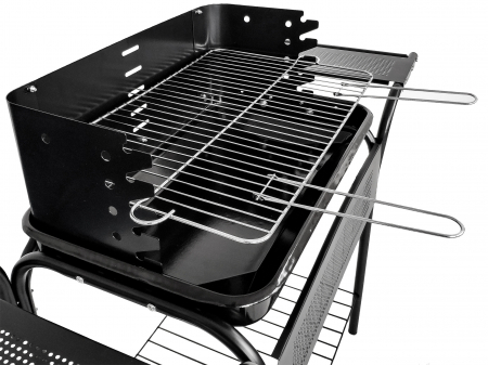 Gratar gradina 113x40x80 cm, gratar cromat 53x34 cm, 5 trepte reglaj, 3 rafturi si roti pentru mobilitate [4]