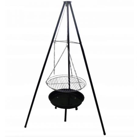 Gratar - Gratar metalic, cu trepied si tava de gatire suspendata, reglabil, 147x95cm