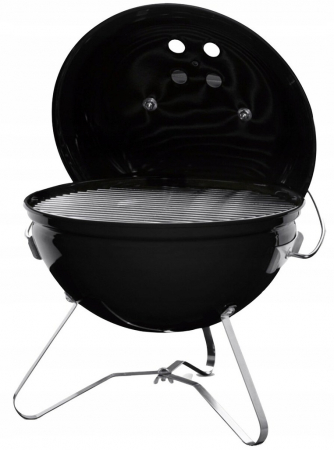 Gratar rotund, din otel, cu suport cromat, tava din inox, 43x37cm, negru [3]
