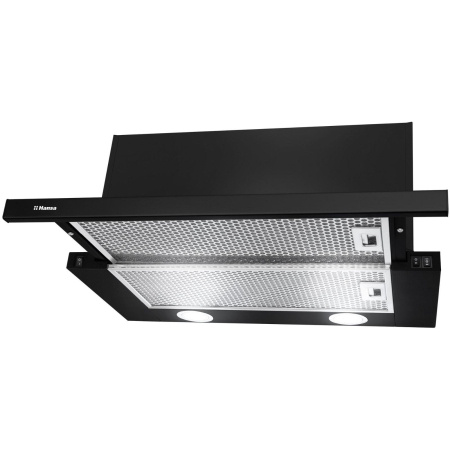 Electrocasnice - Hota telescopica Hansa OTP6241BH, 60 cm, 475 m3/h, 1 motor, 2 filtre aluminiu, 3 trepte, iluminare LED, Negru