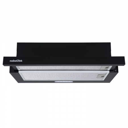 Electrocasnice - Hota telescopica NobelTek NHO-T6001MB, 1 motor, 2 filtre aluminiu, lampa led, 500m3, 2 trepte de putere, Negru