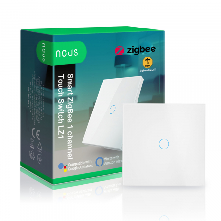 Casa si Gospodarie - Intrerupator Inteligent Nous LZ2 Wifi, ZigBee, Touch, fara nul, 2 canale