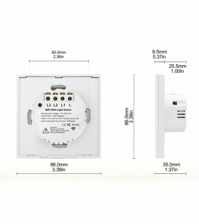 Intrerupator Smart cu Touch Rovo FN2C, 2 canale, Sticla Securizata, Tuya, Life Smart, RF 433MHz, Alexa si Google Assistant, fara nul [1]