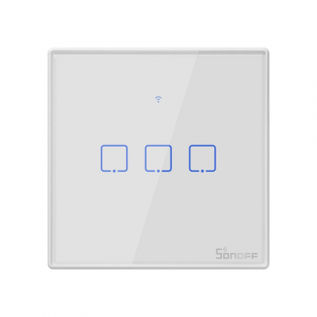 Casa si Gospodarie - Intrerupator Smart  cu Touch WiFi + RF 433 Sonoff T2 EU TX, (3 canale)