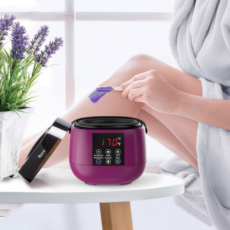 Kit Epilare Ceara Rovo TMS-218 Incalzitor ceara profesional cu display LCD, 500g ceara, 4 arome, set 20 spatule din lemn, control tactil [2]