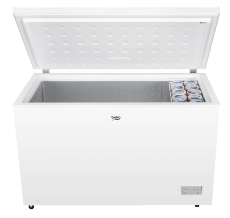 Lada frigorifica Beko CF380EIWN, 371l, Clasa E, panou control cu LED-uri, Conditii extreme, cosuri metalice, Alb [1]