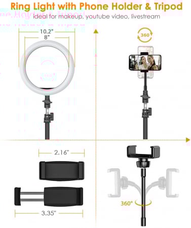 Lampa Circulara LED BlitzWolf BW-SL2 Make up Profesionala, Ring Light 120 Leduri cu Lumina Rece Calda [4]
