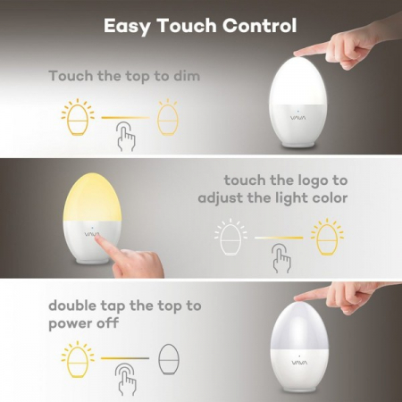 Lampa de veghe VAVA VA-HP008 LED cu reglare touch a Intensitatii, lumina calda si rece [3]