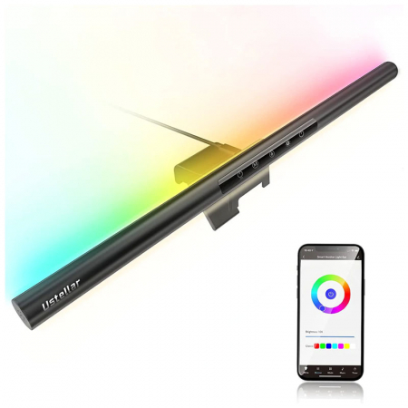 Benzi LED - Lampa pentru monitor Ustellar RGBIC Wi-Fi Smart LED, 10W, aluminiu, Sincronizare muzica, Tuya   Smart Life