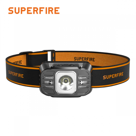 Lanterne - Lanterna LED pentru cap Superfire HL75-X, 220lm, 120m, 800mAh, Lumina rosie, incarcare USB-C, control miscare