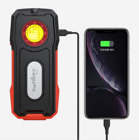 Lanterna Multifunctionala LED Superfire G18-S, 800 lumeni, acumulator 2000mAh, Lumina Rosie, incarcare USB-C [2]