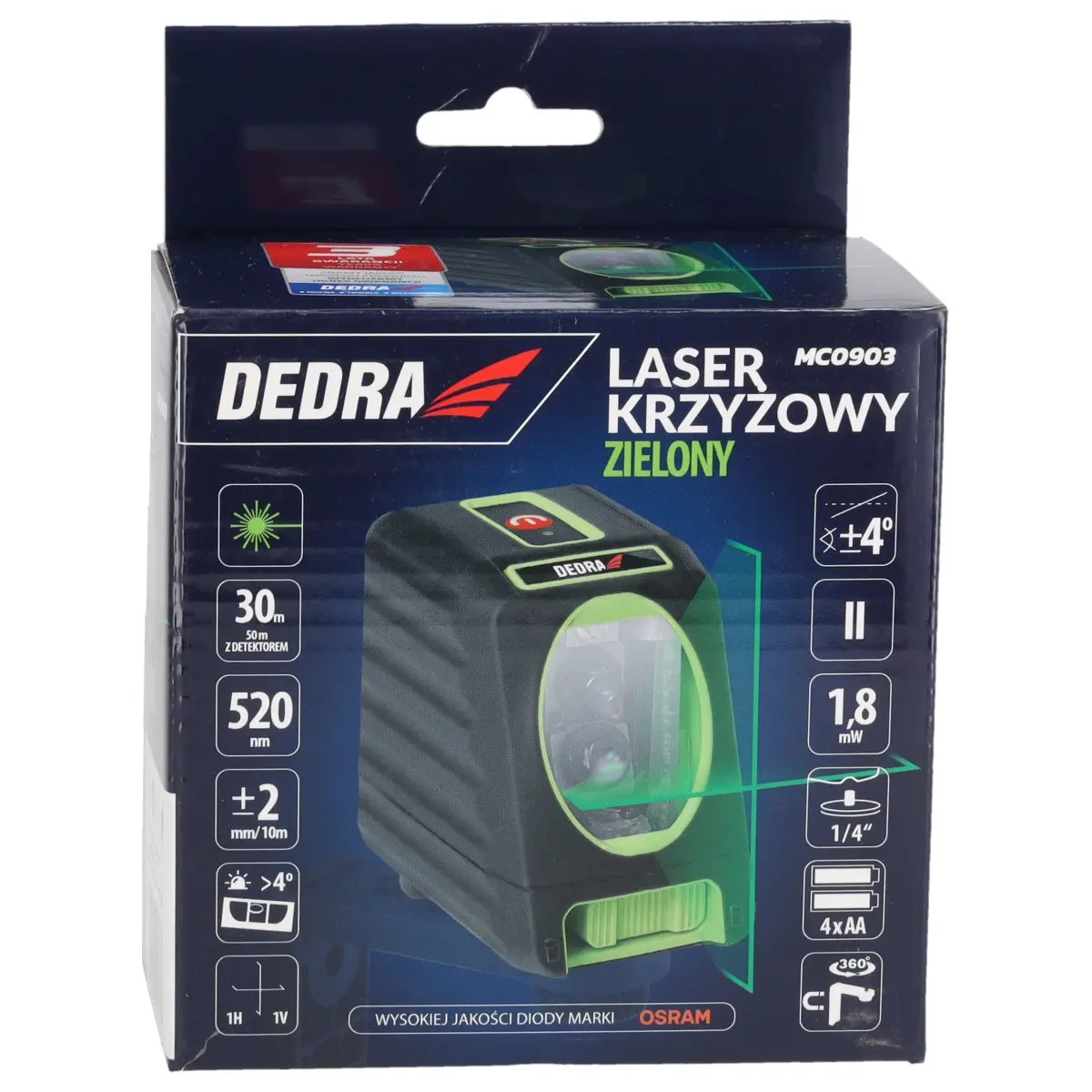 Laser în cruce, verde, 1.8 W, 30 m MC0903 [7]