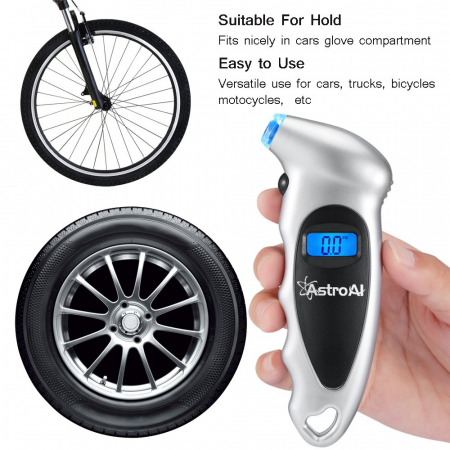 Manometru Auto digital AstroAI 150 PSI, 10 bari, Lumina LED, 4 setari Masina, Bicicleta [3]