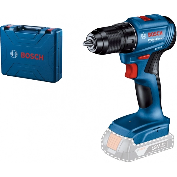 Masini de gaurit cu acumulatori - Masina de gaurit si insurubat Bosch GSR 185-LI, 18 V,  Li-Ion (fara acumulatori si incarcator), 50 Nm, valiza plastic
