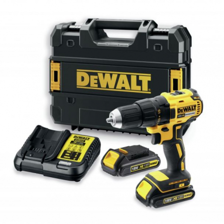 Masini de gaurit cu acumulatori - Masina de gaurit si insurubat cu acumulatori Dewalt DCD777S2T, 18V/1.5Ah, cuplu maxim 65 Nm, 2 acumulatori, incarcator, valiza de transport