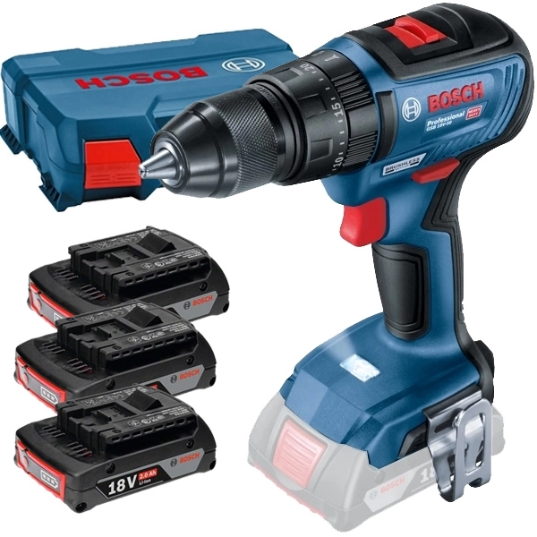 Masini de gaurit cu acumulatori - Masina de gaurit si insurubat cu percutie Bosch GSB 18V-50, 50 Nm, cu 3 Acumulatori Li-Ion, 18 V, 2 Ah + Incarcator , Valiza plastic