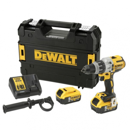 Masini de gaurit cu acumulatori - Masina de gaurit si insurubat cu percutie, cu acumulatori Dewalt DCD996P2, 18V/5.0Ah, cuplu maxim 95 Nm, 2 acumulatori, incarcator, valiza de transport