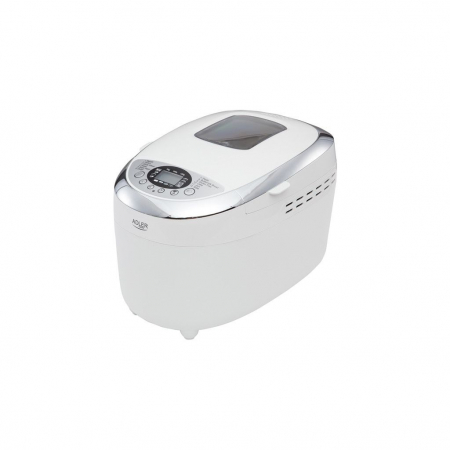 Masina de paine ADLER AD 6019,gluten free, 2 palete framantare, 1100 W, 1250 g, 12 Programe, afisaj LCD, Alb [1]