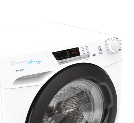 Masina de spalat rufe Candy HCU1282DB/1-S, 8 kg, 1200 RPM, 16 programe, Clasa D, Kilo Detector, Functie Calcare usoara, Alb [2]