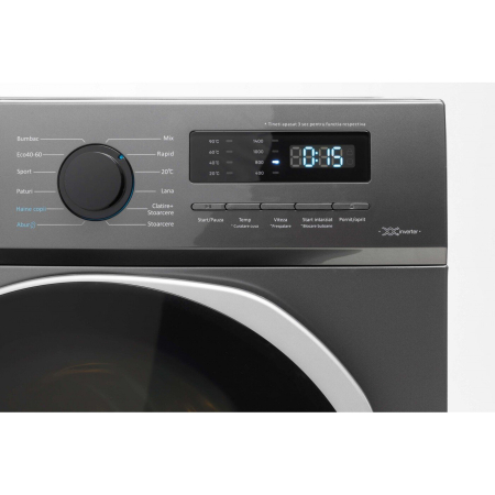 Masina de spalat rufe LDK Queen INV714SBKDS, Clasa A, Capacitate 7 Kg, 1400 rpm, Steam, Amanare pornire, DrumClean, Motor Inverter, Argintiu [2]