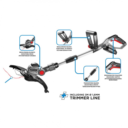 Mașină de tuns iarba pe acumulator Energy+ 18V Li-lon, lățime de tăiere de 280 mm (fără acumulator inclus) GRAPHITE 58GE112 [9]