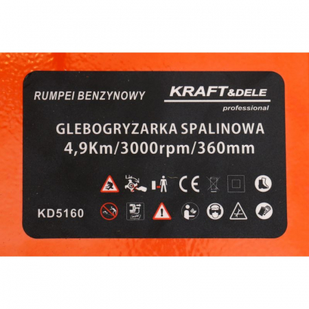 Motocultor 4.9 CP, latime lucru 36 cm, 3000 rpm, Kraft&Dele KD5160 [9]