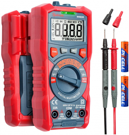Construcții - Multimetru digital AstroAI M4KOR, TRMS 4000, Ohmmetru, Voltmetru 1,5V   9V   12V, Masurare fara contact, Lanterna