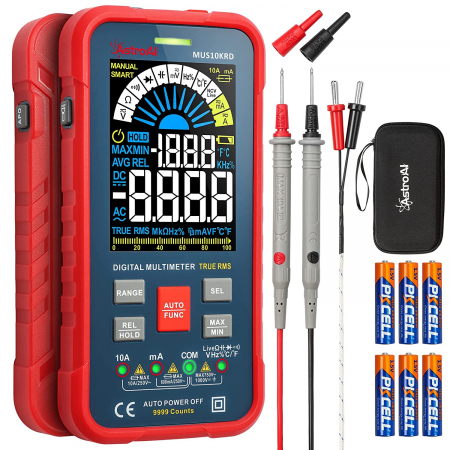 Construcții - Multimetru digital AstroAI MUS10KRD, 10000 Counts, Smart Auto, TRMS Auto-Ranging, Display Color, Masurare continuitate, Temperatura,  Geanta transport