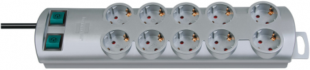 Prelungitoare - Multipriza Brennenstuhl Primera-Line Technics 10 prize, Intrerupator, 2m, Argintiu