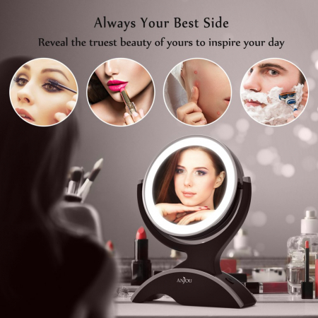 Oglinda cosmetica Anjou iluminata LED, 2 fete, Marire 7X [4]