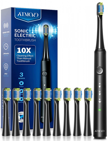 Ingrijire personala - Periuta de dinti electrica ATMOKO AMHP141 cu 10 capete DuPont, 3D, 3 moduri, temporizator 2 min, 40000 pulsatii min