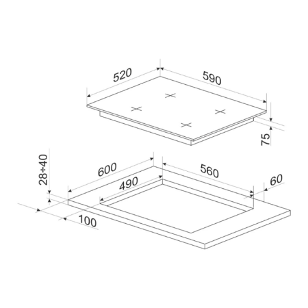 Plita incorporabila Hansa BHKS610505, Gaz, Sticla, 4 arzatoare, 60 cm, Negru [2]