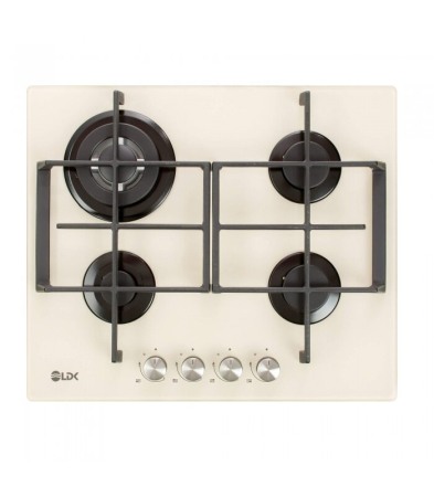 Electrocasnice Mari - Plita incorporabila LDK Cordoba WOK JZ4BEIJE60, Gaz, 4 arzatoare, WOK, Aprindere electrica, Gratare fonta, Siguranta, 60 cm, Bej