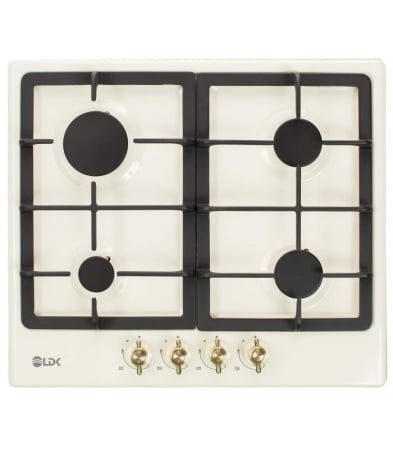 Electrocasnice Mari - Plita incorporabila LDK Oviedo JZ4BEIGE60, Gaz, 4 arzatoare, Aprindere electrica, Gratare fonta, Siguranta, 60 cm, Bej