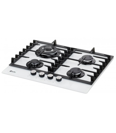 Plita incorporabila LDK Toledo WOK JZ4WHITE60, Gaz, 4 arzatoare, WOK, Aprindere electrica, Gratare fonta, Siguranta, 60 cm, Alb [1]