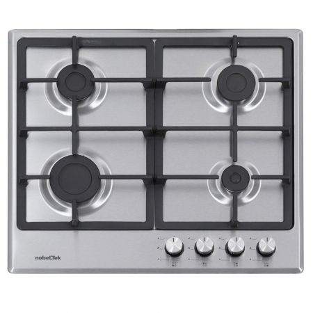 Electrocasnice - Plită incorporabila Nobeltek NHBG-6400IXF, Gaz, Aprindere electrică, Gratar fontă, Inox