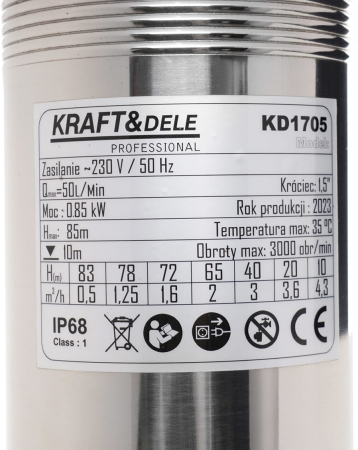 Pompa submersibila adancime mare Kraft&Dele, 0,85 kW, H max. 85 m, KD1705 [4]