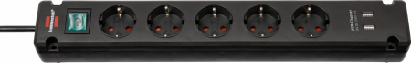 Prelungitoare - Prelungitor Brennenstuhl Bremounta 5 prize, 2 USB-uri, 3m, Buton On Off, prindere in suruburi