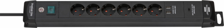 Prelungitoare - Prelungitor Brennenstuhl cu protectie Premium-Line, 6 prize si 2 usb-uri, USB-C, 3m