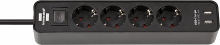 Prelungitoare - Prelungitor Brennenstuhl Ecolor 4 prize, 2xUSB, 1.5m Negru