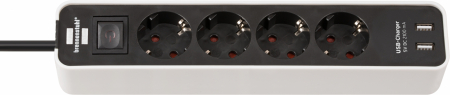 Prelungitoare - Prelungitor Brennenstuhl Ecolor 4 prize, 2xUSB, 1.5m Negru Alb
