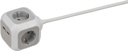 Prelungitor Brennenstuhl forma de cub cu prize si USB, 1.4m [4]