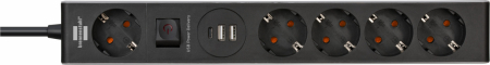 Prelungitor Brennenstuhl Premium-line 5 prize, 2 USB, 1 USB-C, 2.4A, 1,5m Buton On Off, Incarcare rapida [1]