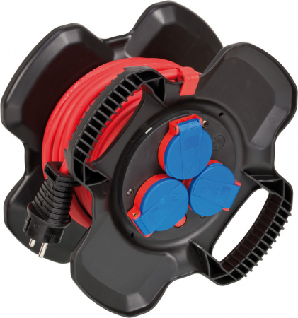 Prelungitoare - Prelungitor Exterior Brennenstuhl X-Gum cu tambur, 3 prize, AT-N05V3V3-F 3G1.5, 10m, IP44